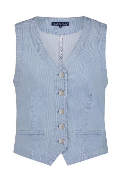Red Button waistcoat fancy chambray